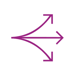 Tres flechas icono púrpura